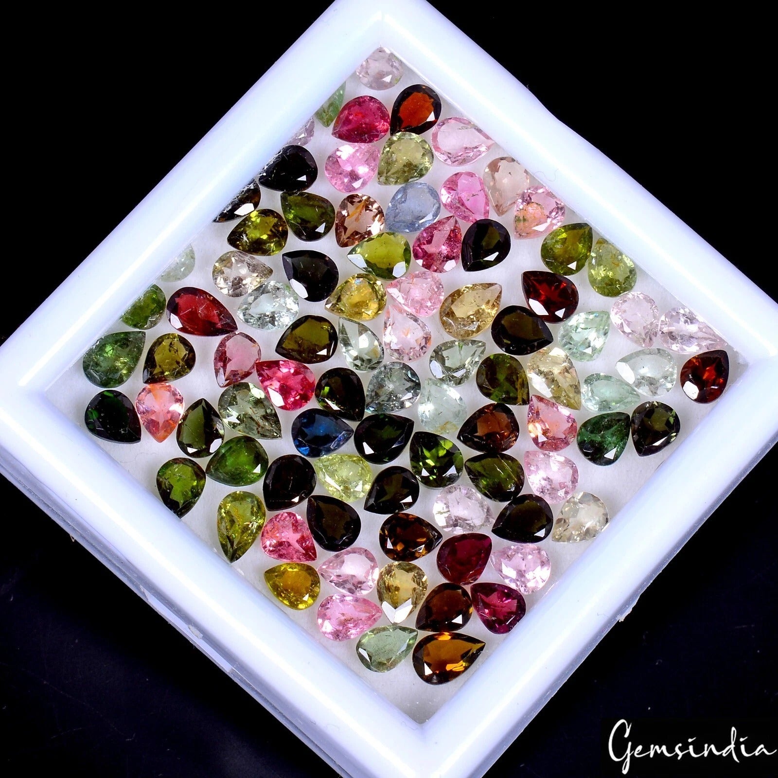 Certified 26.20 Ct/89 Pcs Natural Multi Color Tourmaline Pear Cut Gems For Jewel