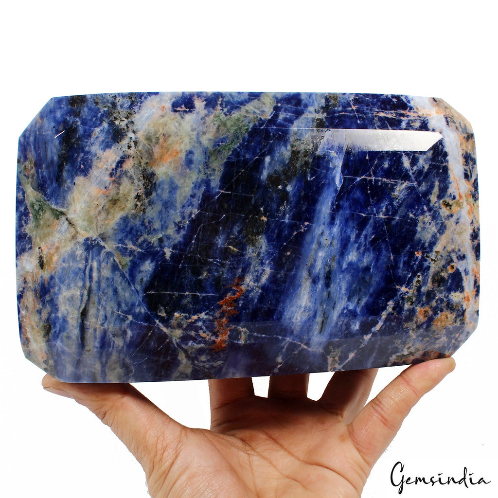 Massive 4 kg Natural Blue Sodalite Rare Octagon Cut Untreated Museum Size Stone