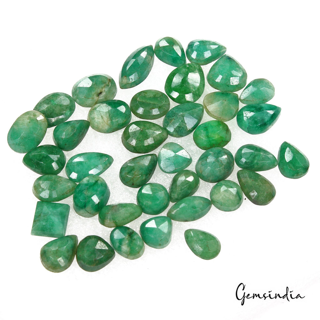 Certified 125.90 Cts/38 Pcs Natural Brazilian Green Emerald Mixed Cut Loose Gems