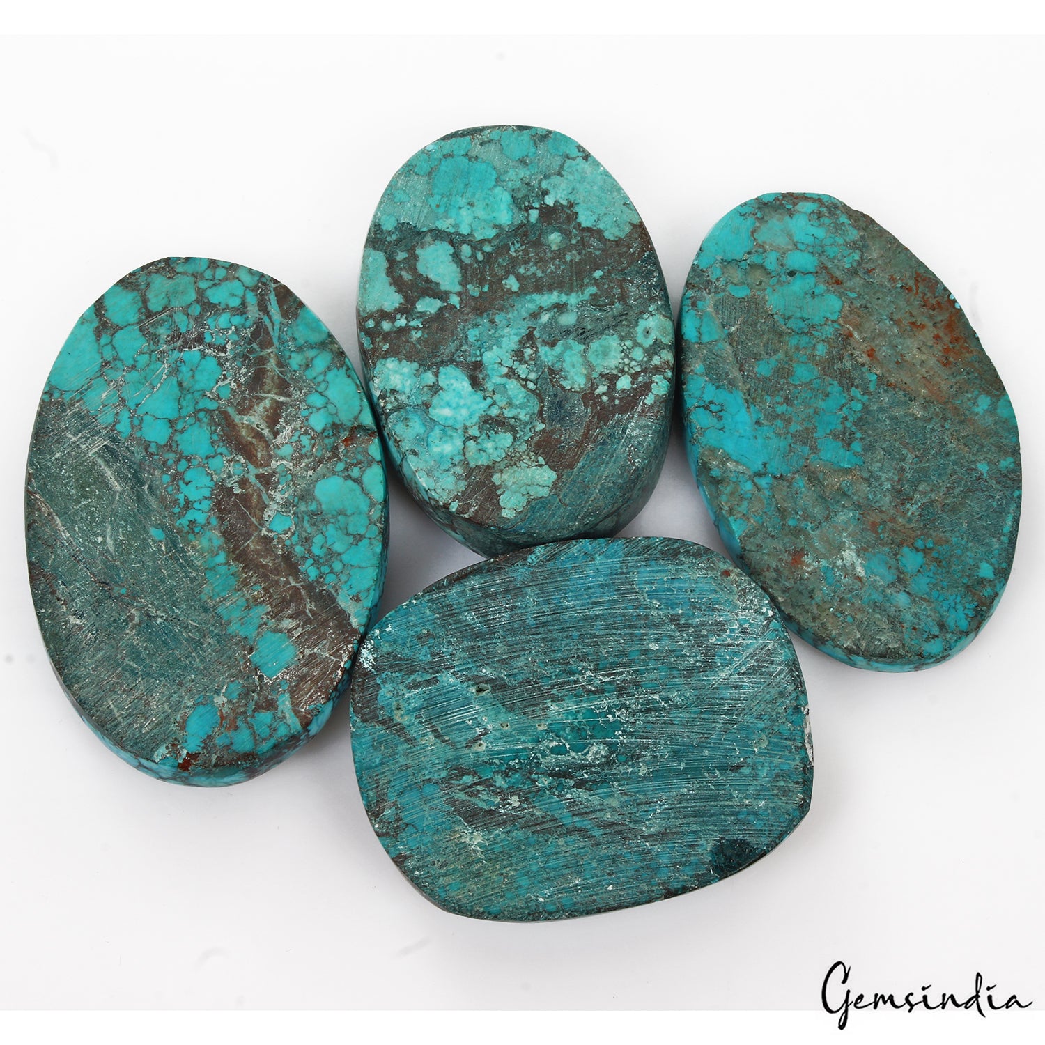 Turquoise Lot, Cabochon, Blue — 4 Pieces, 42mm to 51mm, 440 Ct
