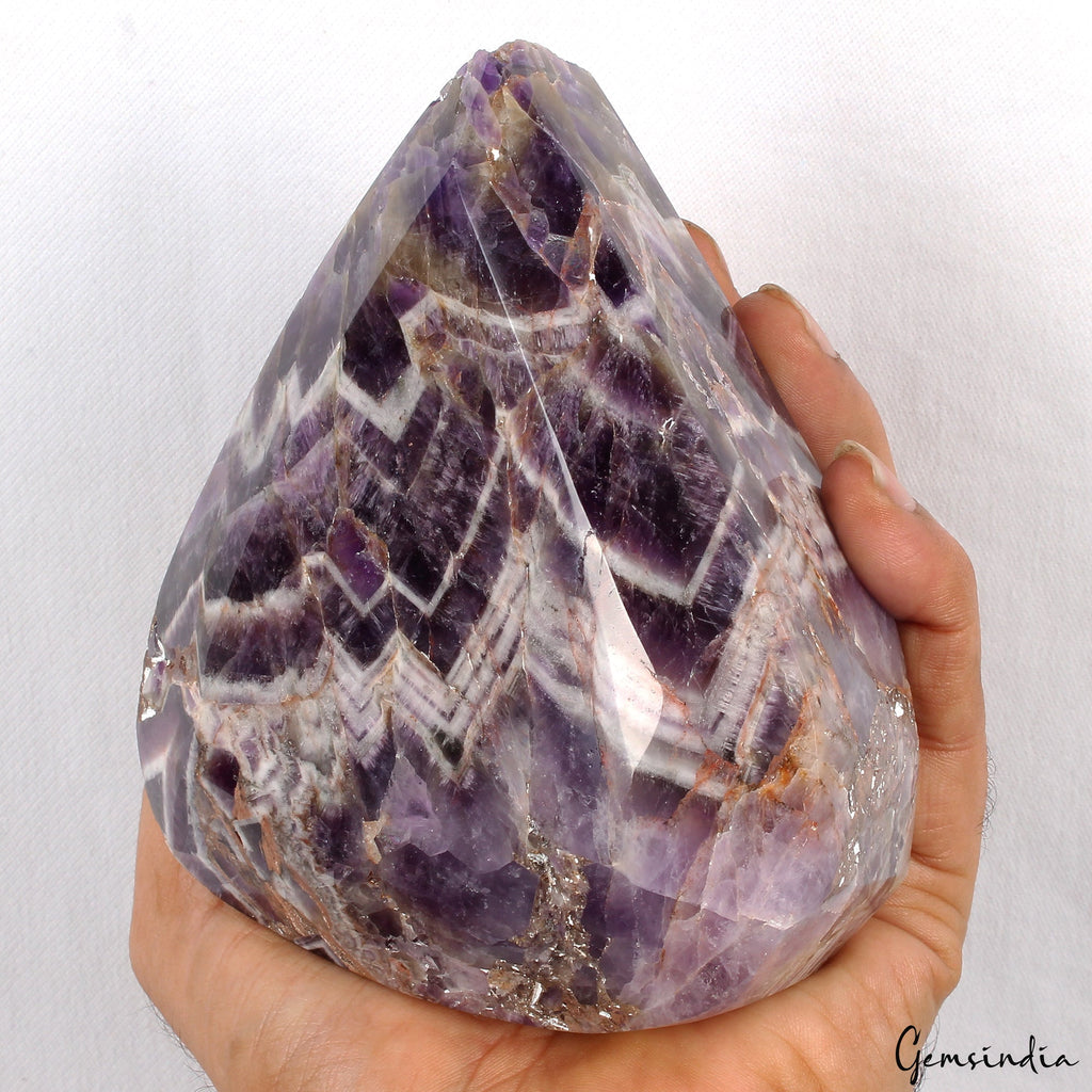 Earth-mined 5000 Ct Natural Untreated Chevron Amethyst Huge Pear Cut Gemstone