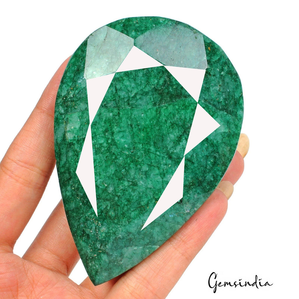 1130 Cts Natural Brazilian Green Emerald Pear Faceted Earth Mined Loose Huge Gem