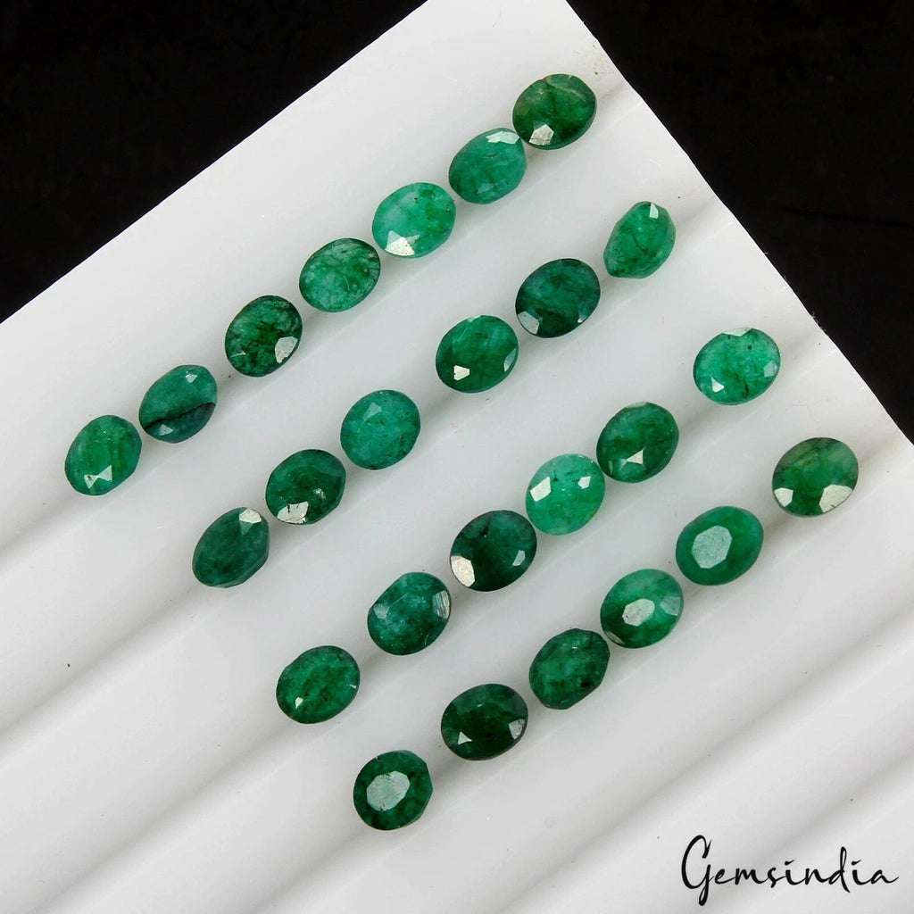 Certified 10.00 Cts/25 Pcs Natural Dark Green Emerald Oval Calibrated 5x4mm Gems
