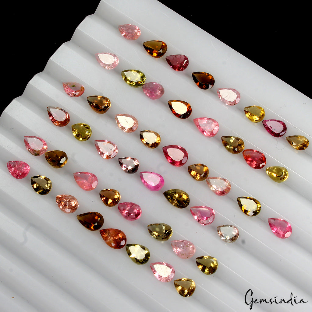 Tourmaline Loose Gemstone, Pear Cut Country of, Pink — 5mm to 6mm, 19.60 Ct, Mozambique