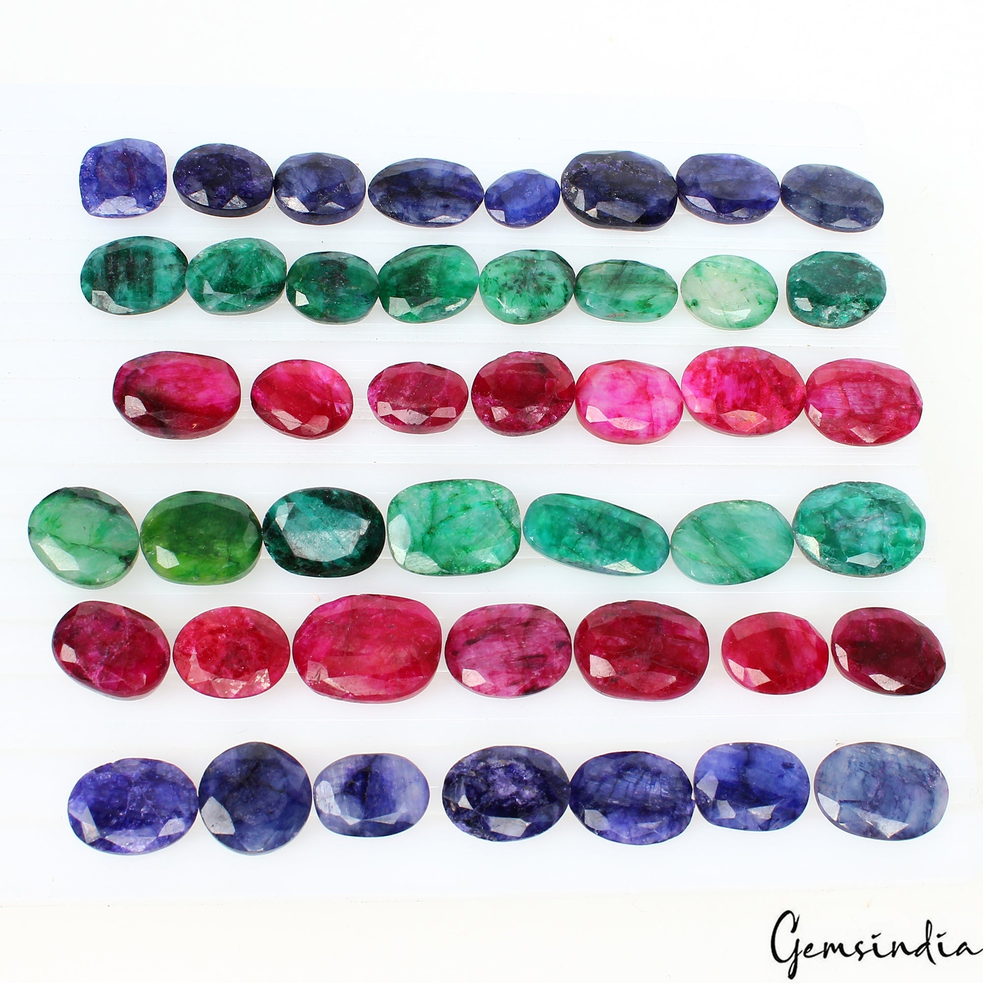 450 Ct Natural Blue Pink Beryl Emerald Mix Faceted Loose Wholesale Gems Lot 44Pc