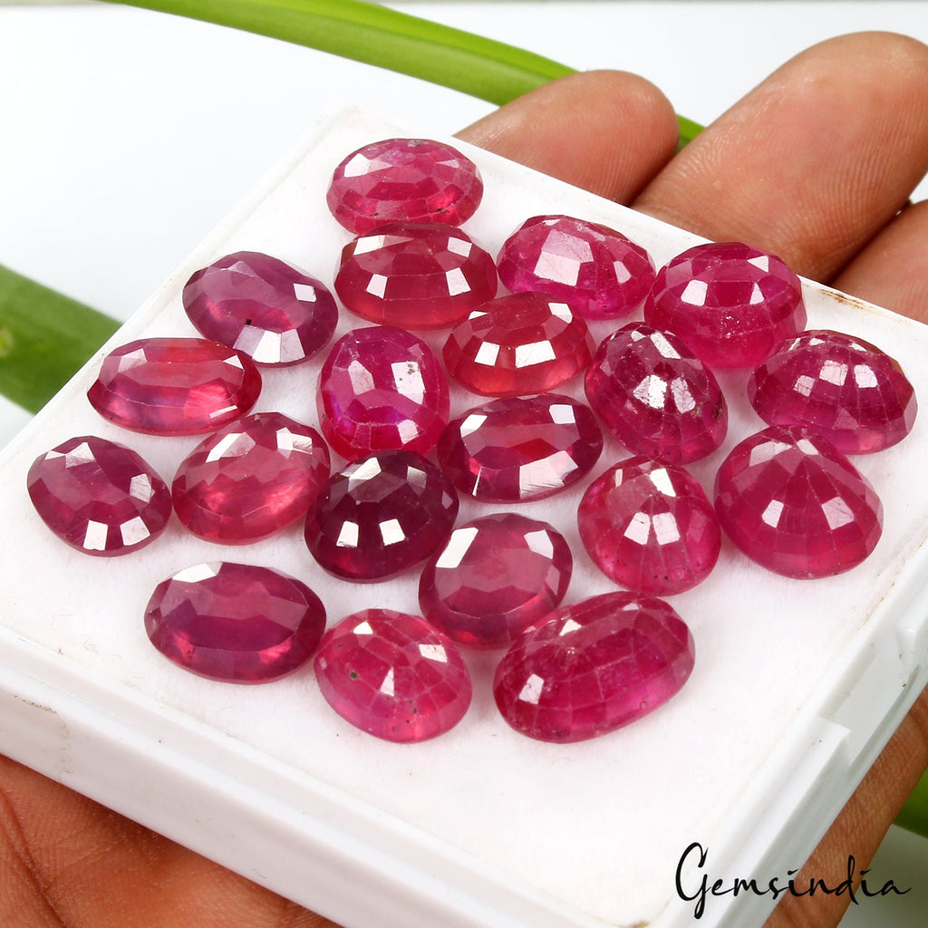 Red Ruby Natural 125.40 Ct 10-14mm Oval Cut Faceted Certified Loose Gemstone Lot