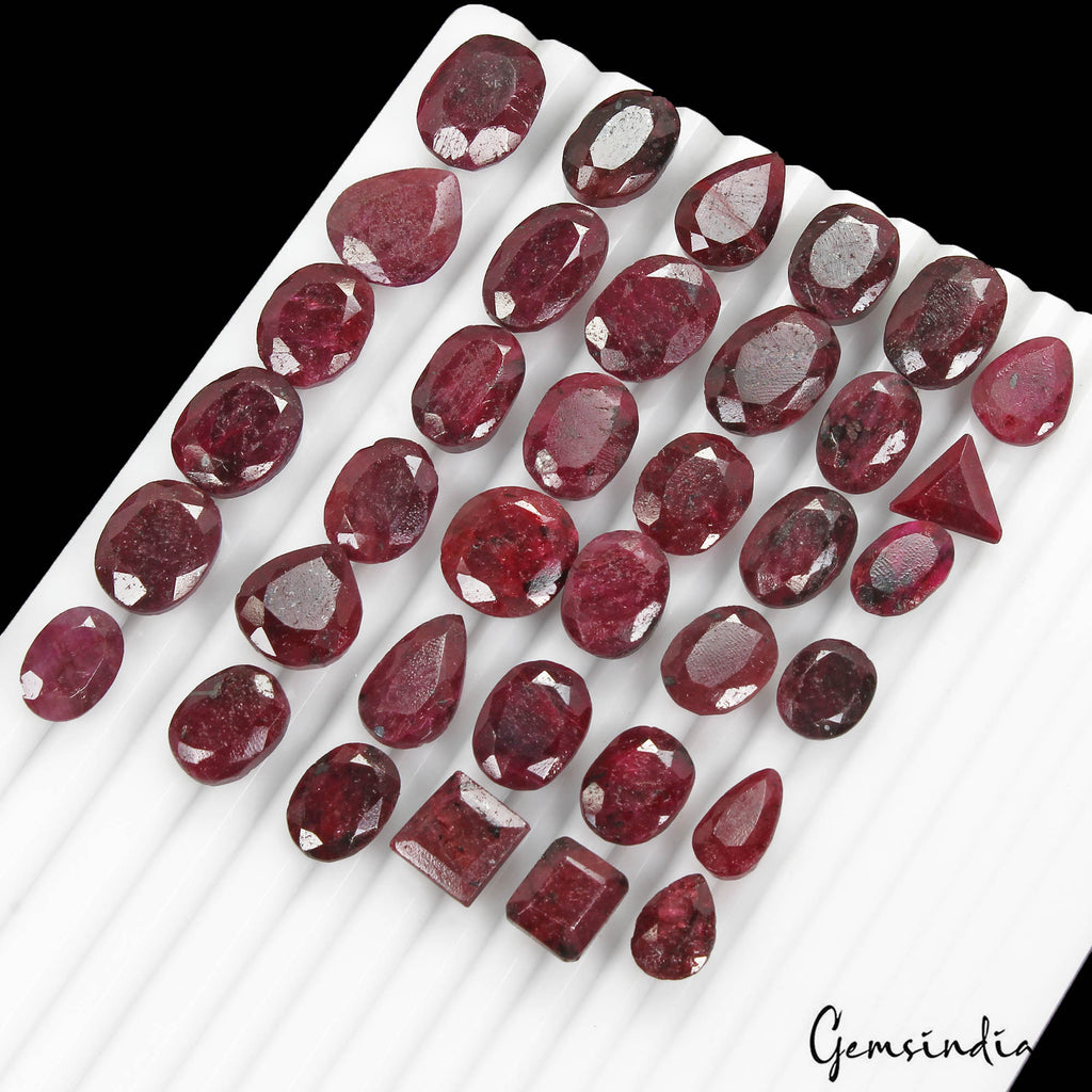 480 Ct/36Pcs Natural African Red Ruby MIx Faceted Cut Loose Gems Lot For Jewelry