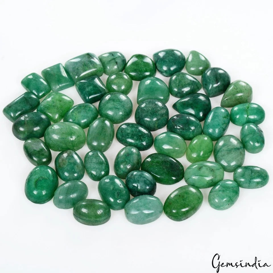370 Ct/45 Pcs Natural Brazilian Green Emerald Mix Cab Loose Wholesale Gems Lot