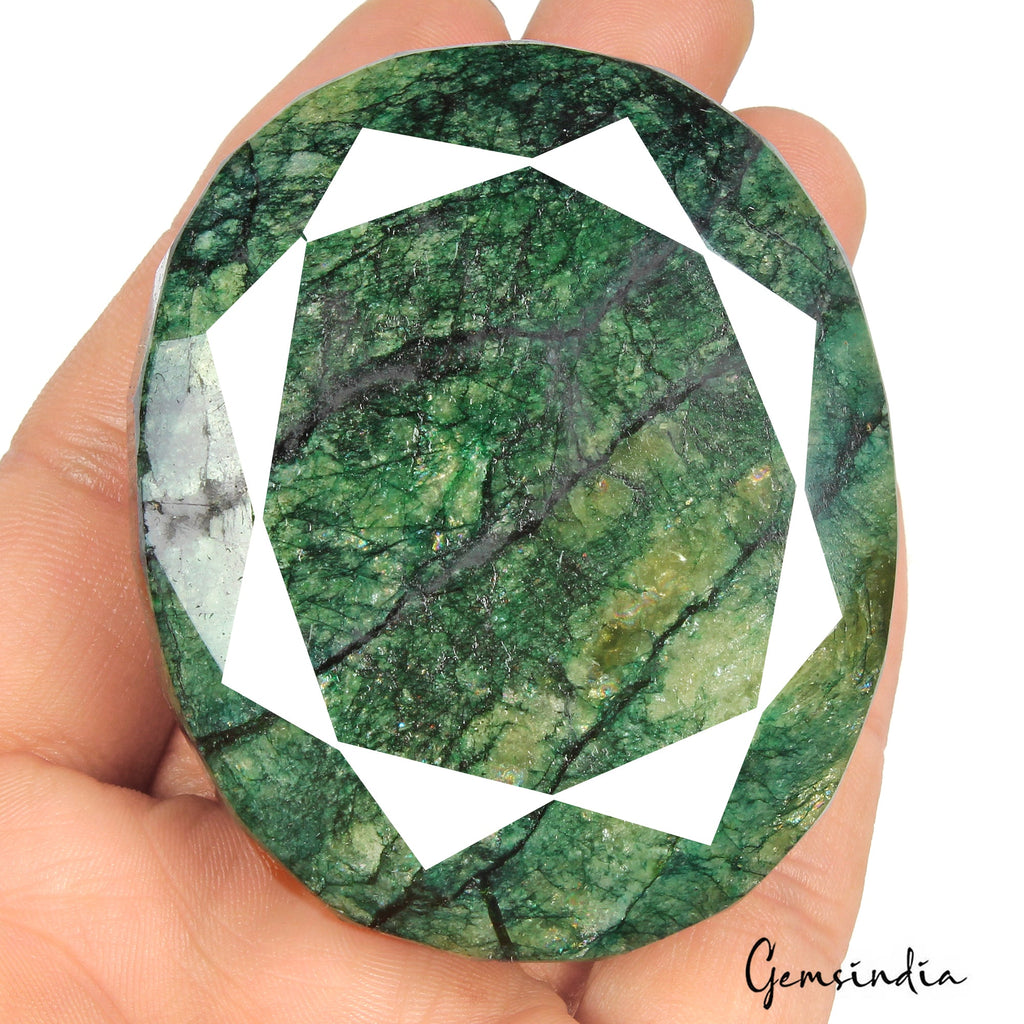 930 Ct Natural Dark Green Emerald Oval Faceted Earth Mined Loose Huge Gemstone
