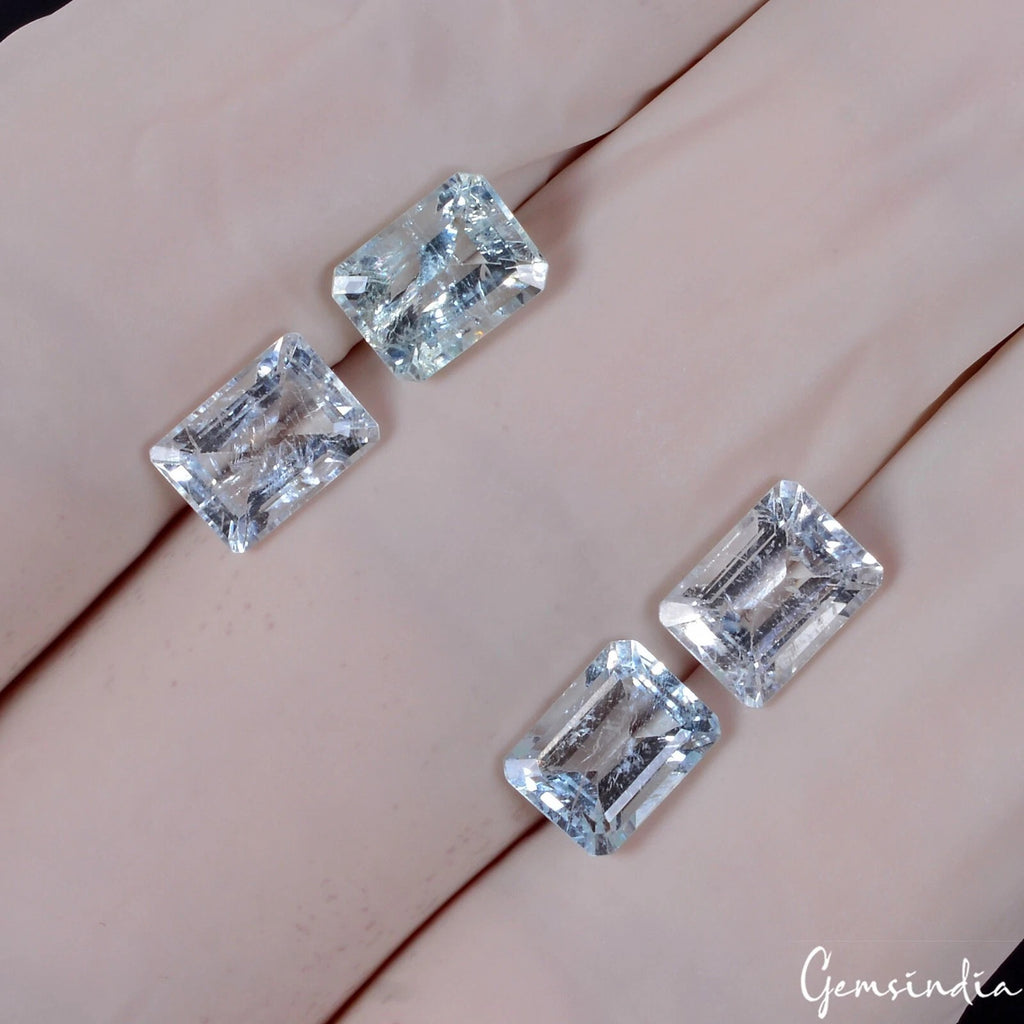 Aquamarine Lot, Loose Gemstone, Untreated, Blue — 4 Pieces, 8 x 6mm, 5.80 Ct