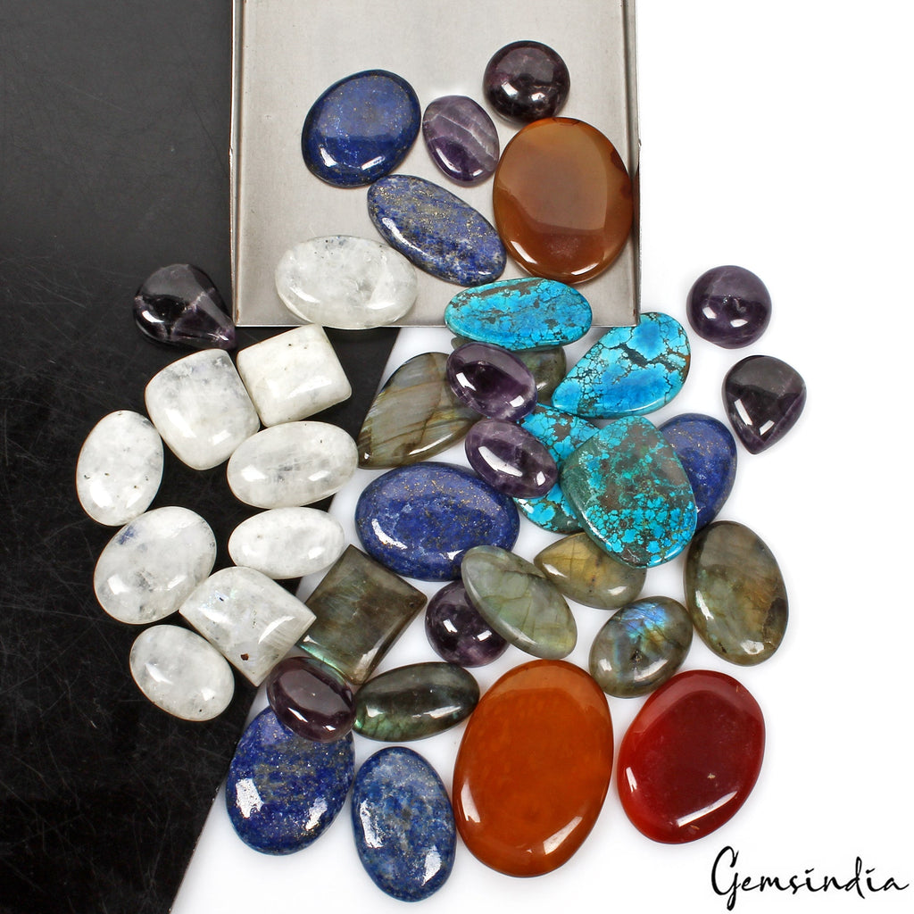 1300Ct Natural Multi Gemstones Colorful Mixed Shape Flat Back Wholesale Lot~40Pc
