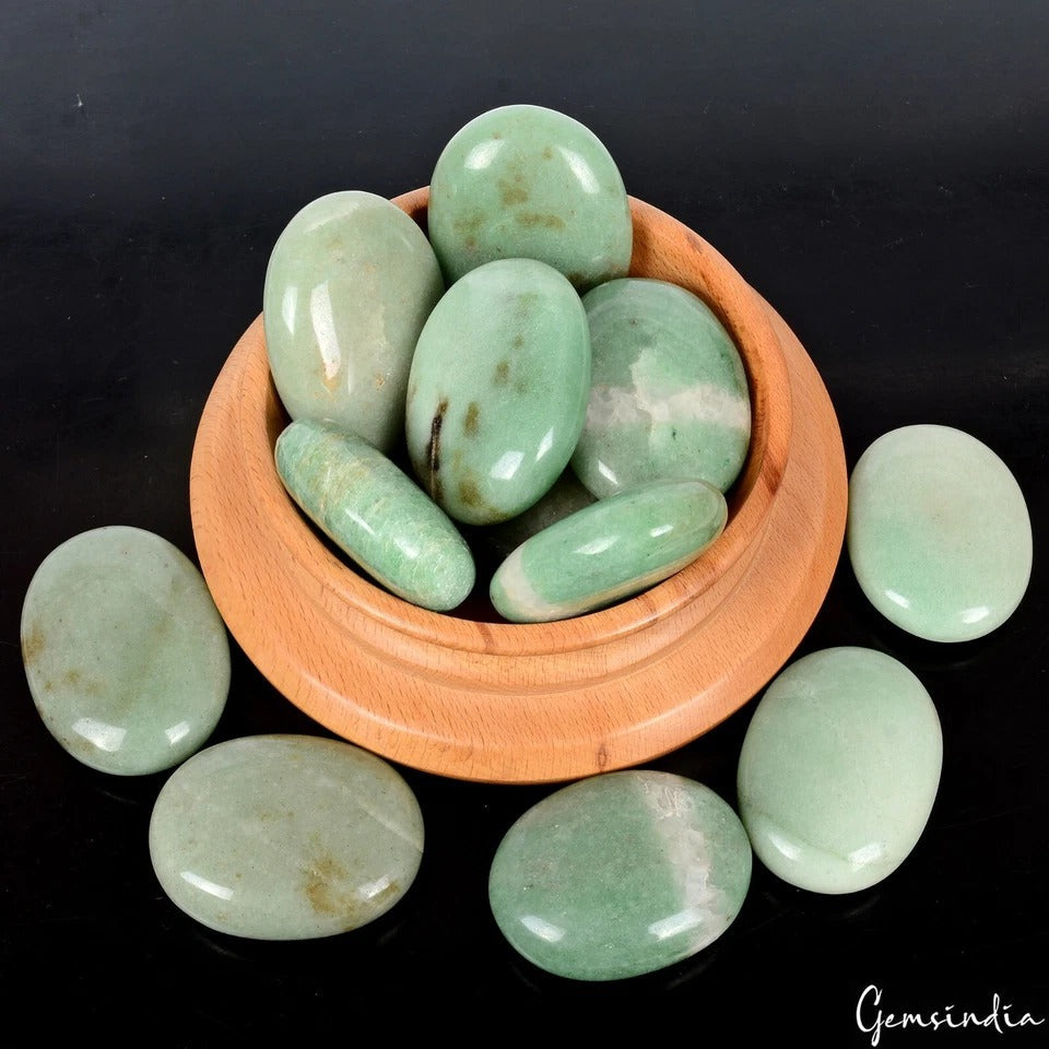 5000 Cts/12 Pcs Natural Green Aventurine Oval Cab Wholesale Palm Gemstones Lot