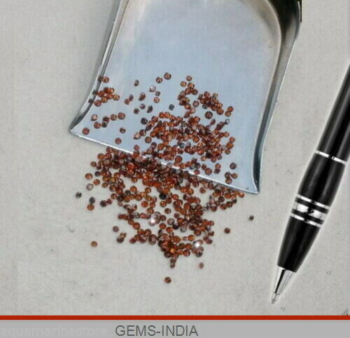 Diamond Loose Gemstone, Color Enhanced, Red (orangish) — 2 mm, 50 Ct, Africa