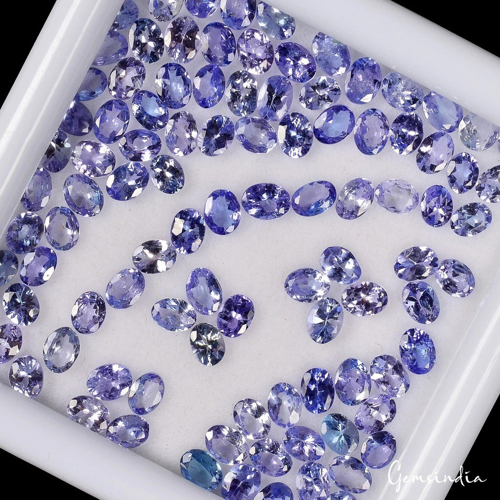 100 Pcs Natural Blue Tanzanite 4x3mm Oval Cut Loose Tanzania Gemstones~16 Ct Lot