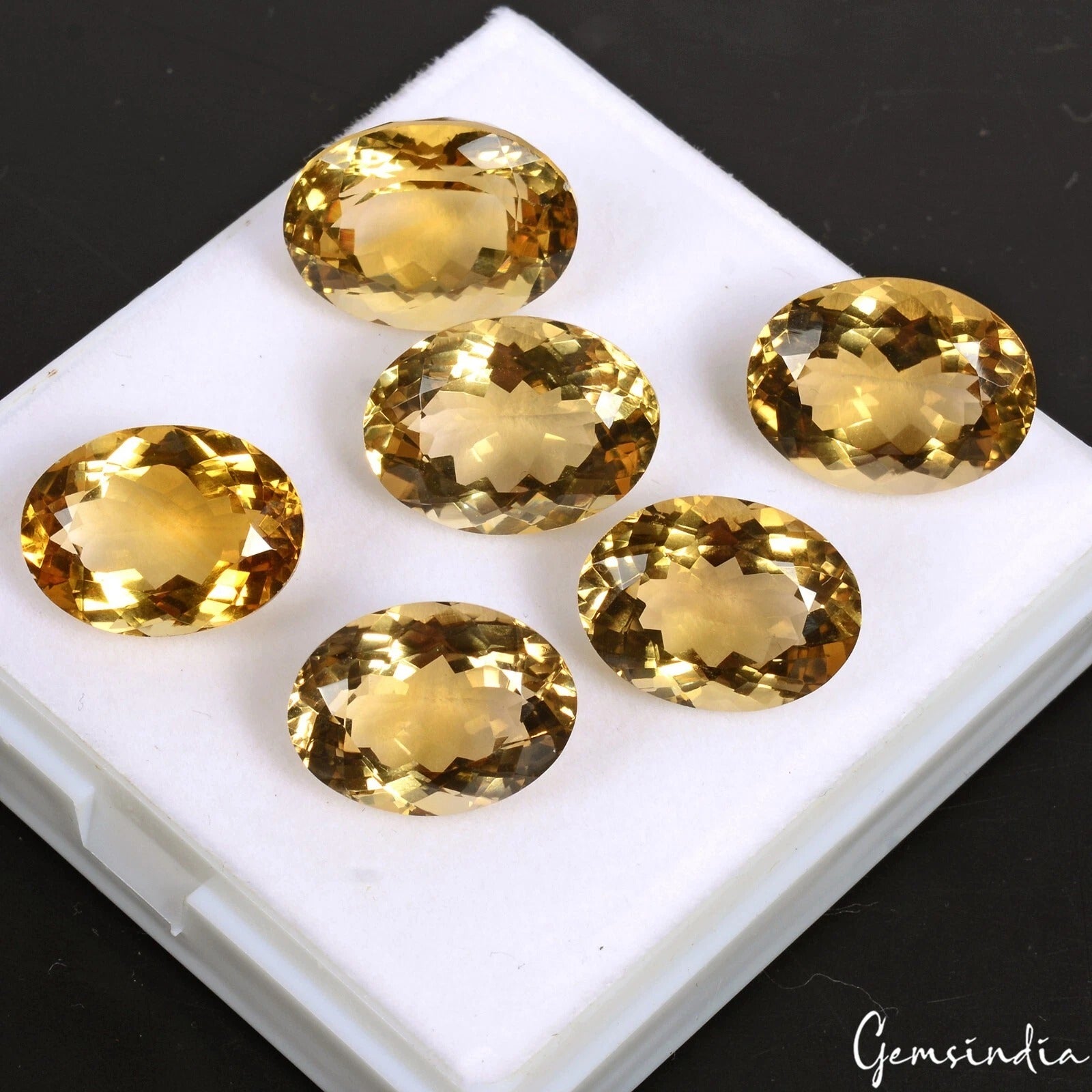 Citrine Lot, Loose Gemstone, Untreated, Yellow — 6 Pieces, 17mm to 19mm, 77.00 Ct, Brazil
