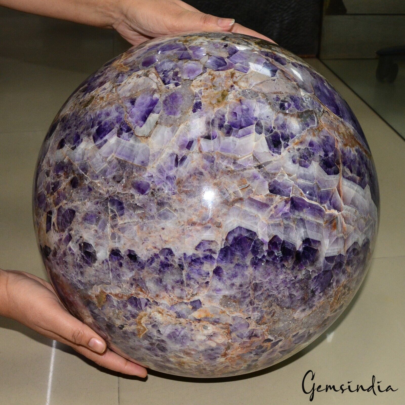 66 Kilo/ 145 lbs Unique Amethyst Sphere Ball Crystal Healing Gemstone 15" Large