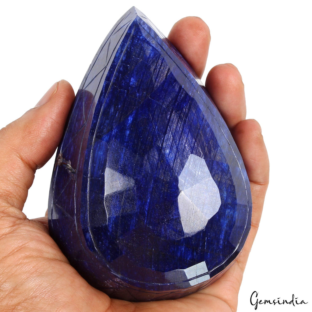 4050 Cts High Quality Natural Blue Sapphire Pear Cut Handcarved Large Gemstone