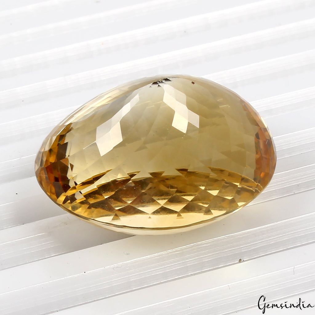 Oval Cut Natural Unheated Top Yellow Citrine Brazil 81.60 Cts 30x22mm Gemstone