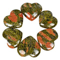 650 Ct/6Pcs Natural Untreated Bi-Color Unakite Jasper Heart Cab Gems for Jewelry