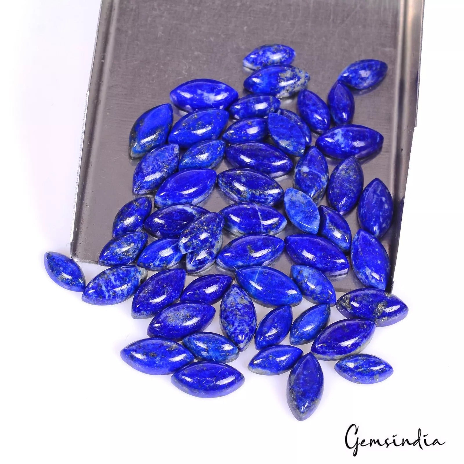 61.90 Ct/51Pcs Natural Blue Lapis Lazuli Stone Marquise Cab Gems Lot For Jewelry