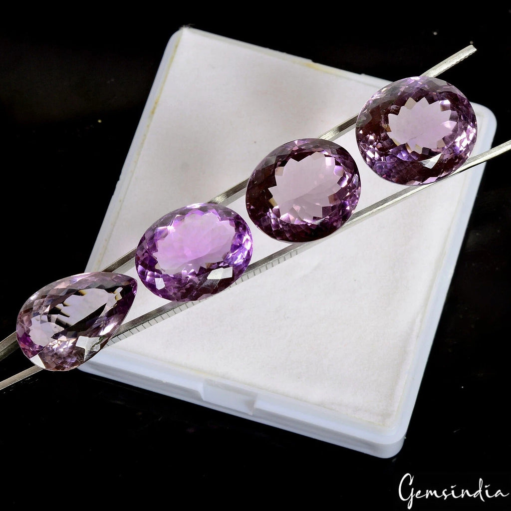 Natural Untreated Purple Amethyst Mix Cut Faceted Loose Gemstone Lot 82.60 Ct