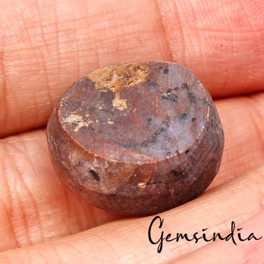 33.40 Ct Natural Untreated Purple Star Ruby Round Cab Loose Gemstone For Jewelry