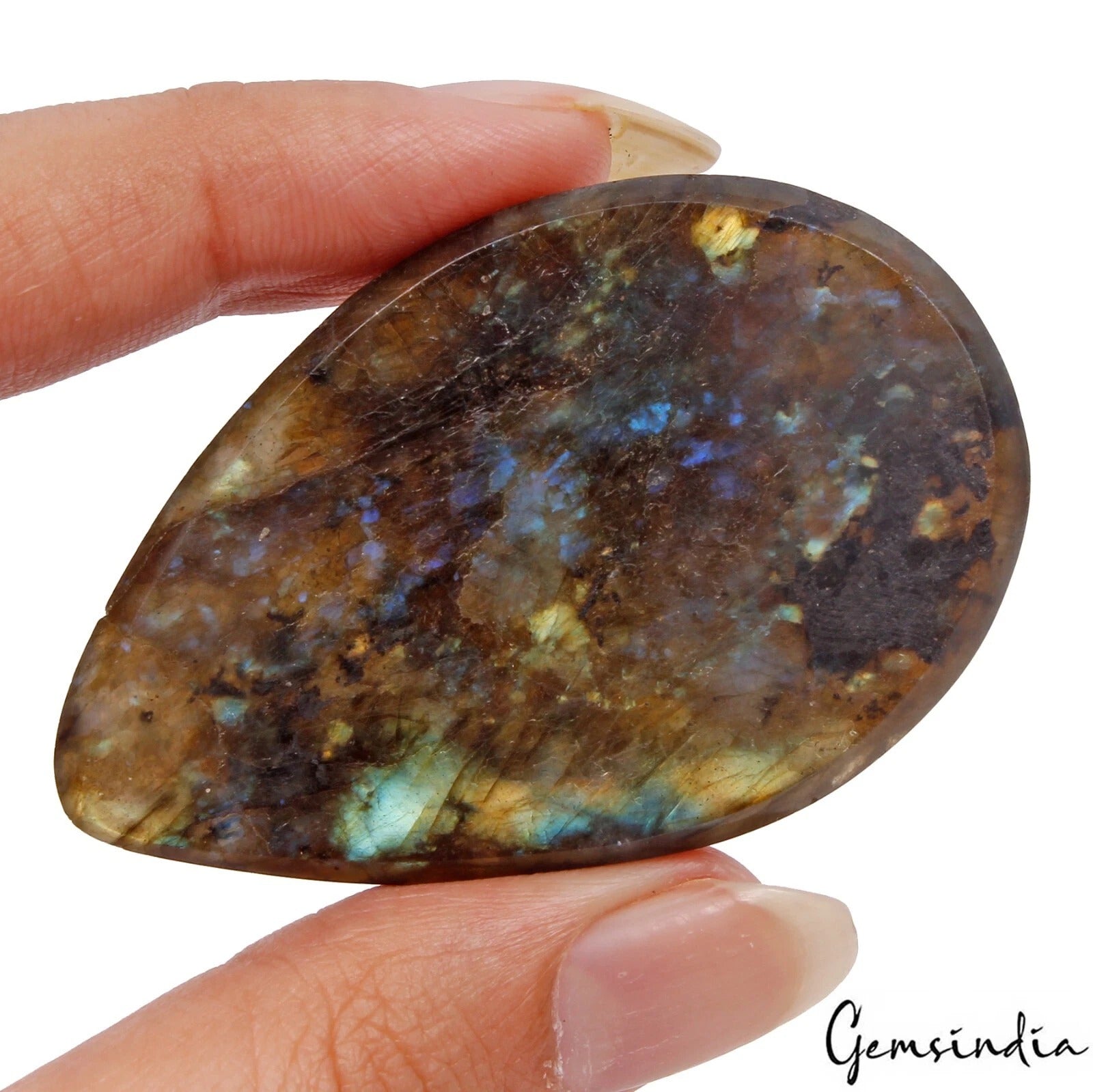 Labradorite Cabochon, Untreated — 57 x 37 x 8mm, 146.40 Ct