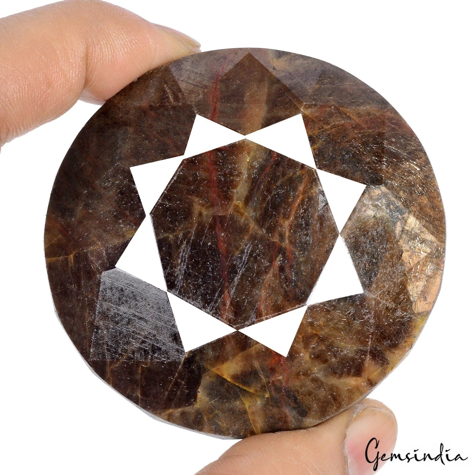 1280 Cts Natural Untreated Brown Sapphire W Red Streaks Round Cut Huge Loose Gem