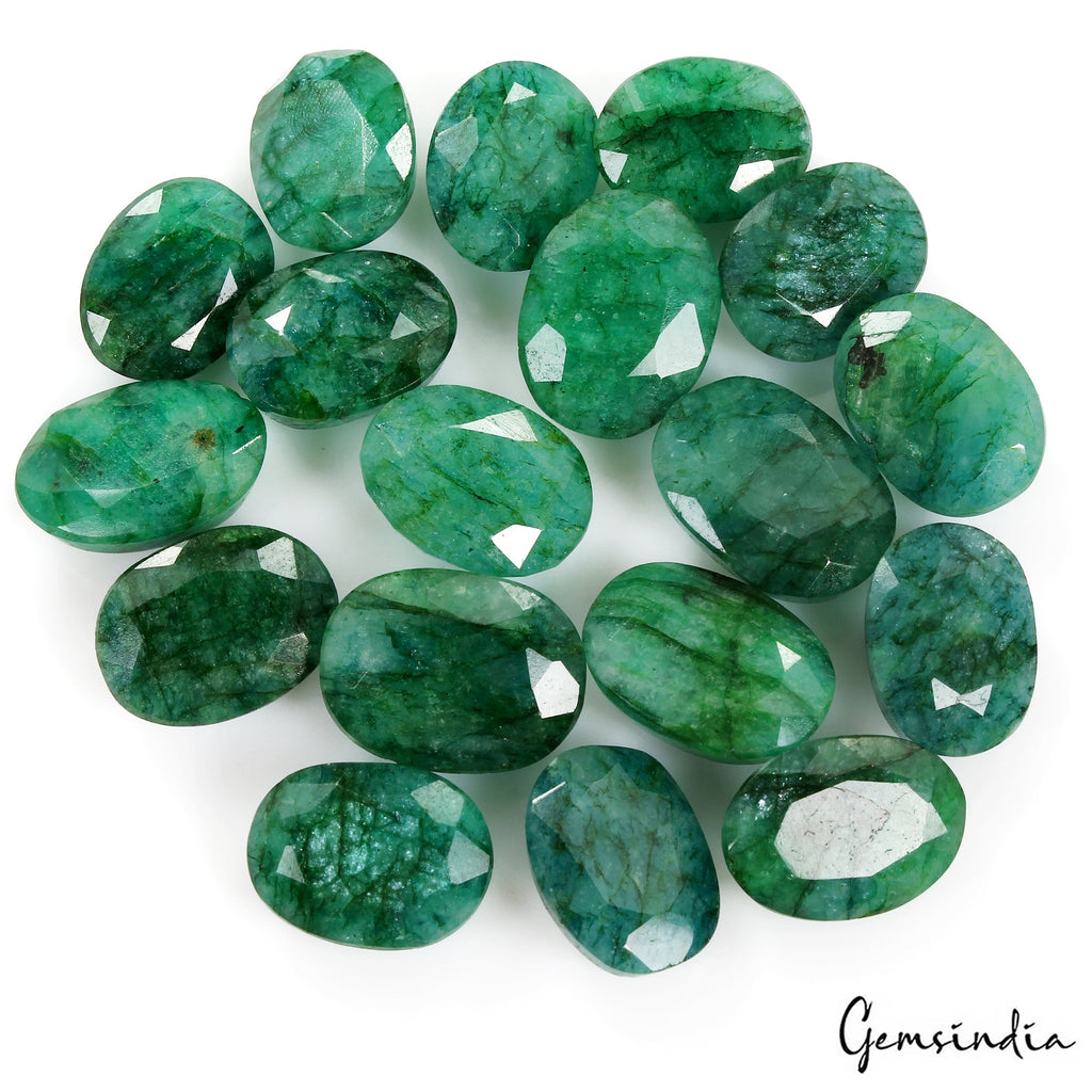 320 Ct Natural Oval Cut AAA+ Brazilian Green Emerald Loose Gemstones Lot~18 Pcs