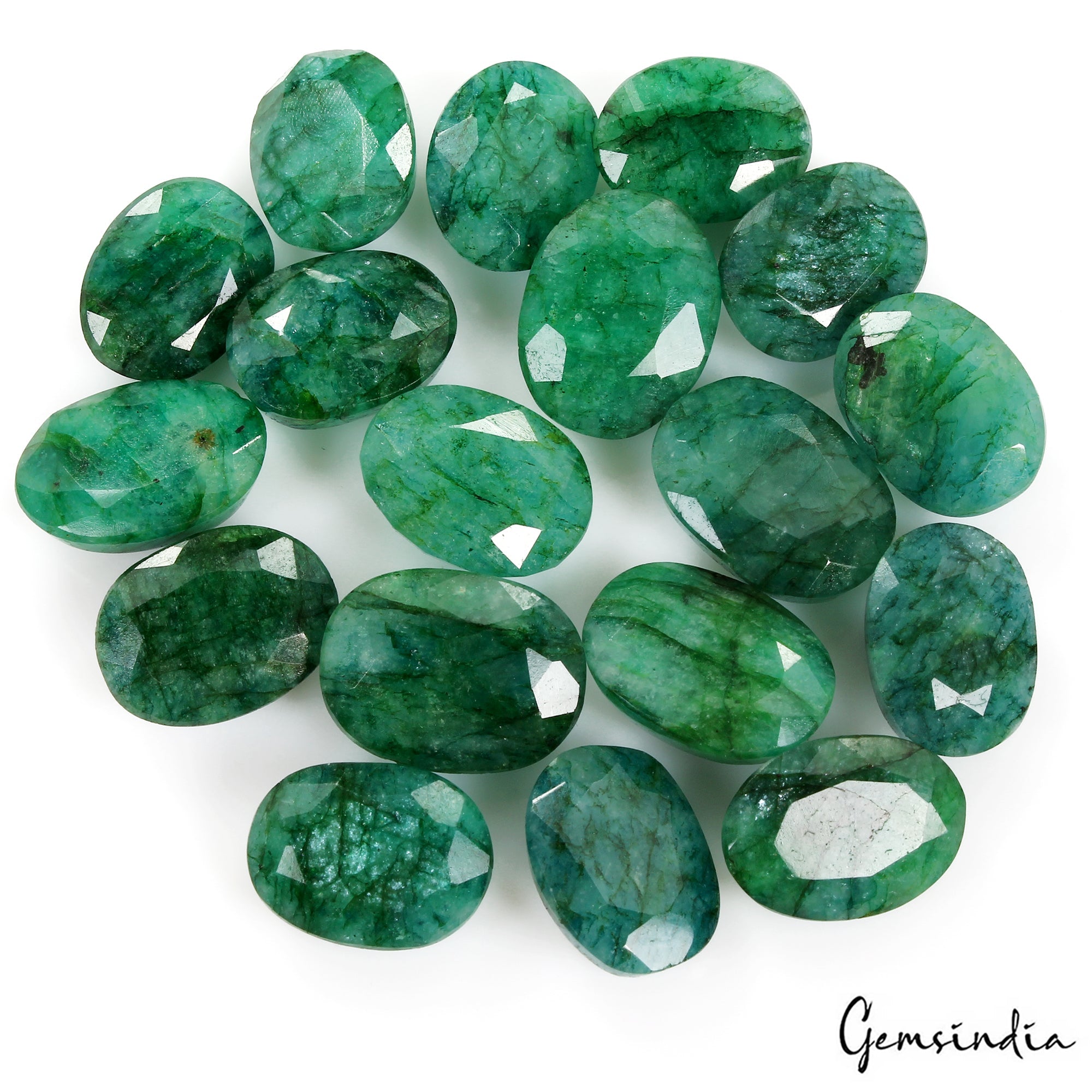 320 Ct Natural Oval Cut AAA+ Brazilian Green Emerald Loose Gemstones Lot~18 Pcs