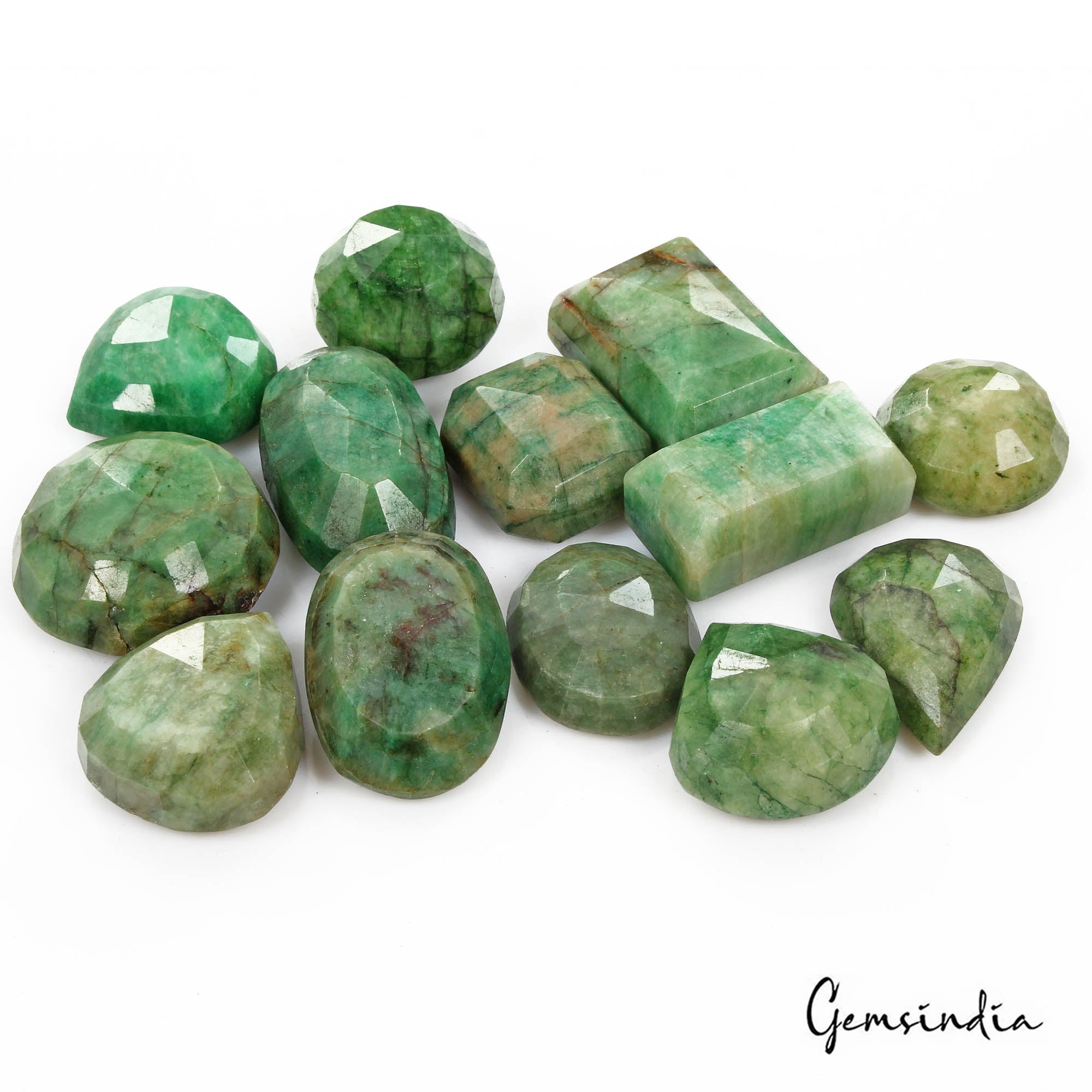 1000 Cts/13 Pcs Natural Brazilian Green Emerald Mix Cut Loose Wholesale Gems Lot