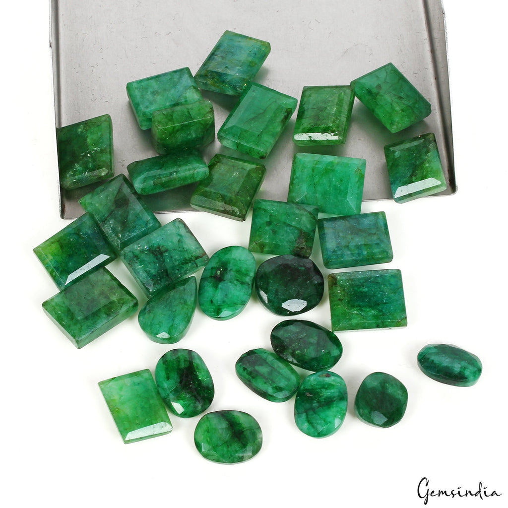 320 Ct/29 Pcs Natural Brazilian Green Emerald Mix Cut Loose Gems Lot For Jewelry