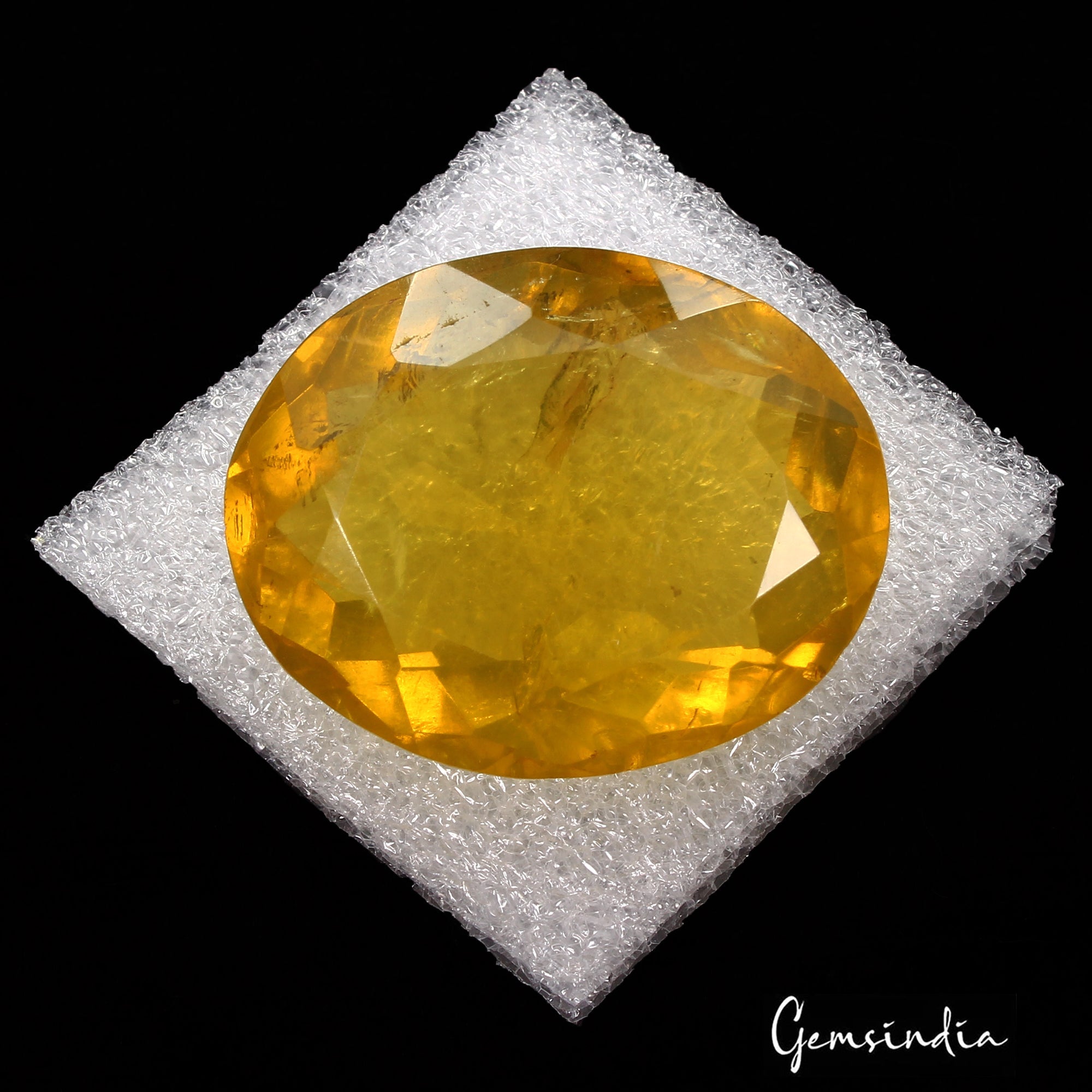 65.90 Ct Natural Untreated Yellow Citrine Oval Faceted Loose Gems For Pendant
