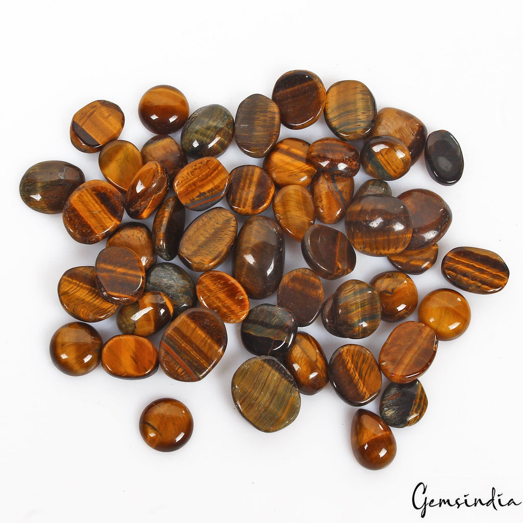 385 Cts/51 Pcs Natural Untreated Brown Tiger Eye Mix Cab Loose Gems For Jewelry
