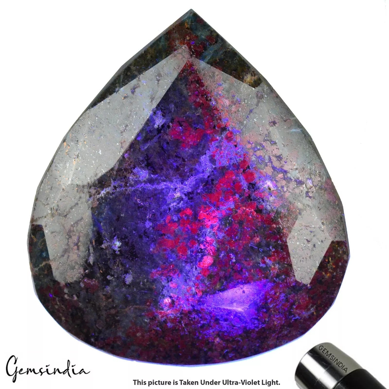 1330 Ct~ Natural Untreated Bi-Color Ruby Kyanite Pear Cut Earth Mined Gemstone