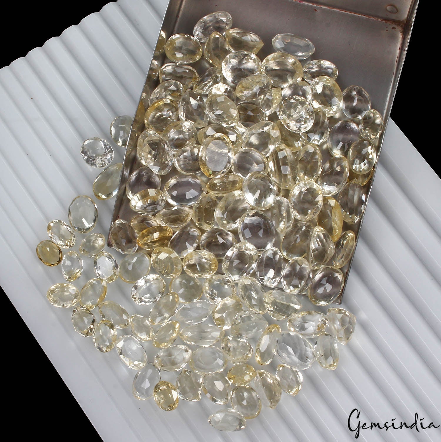 Certified 480 Cts/112 Pcs Natural Lemon Citrine Quartz Oval Cut Gems For Jewelry