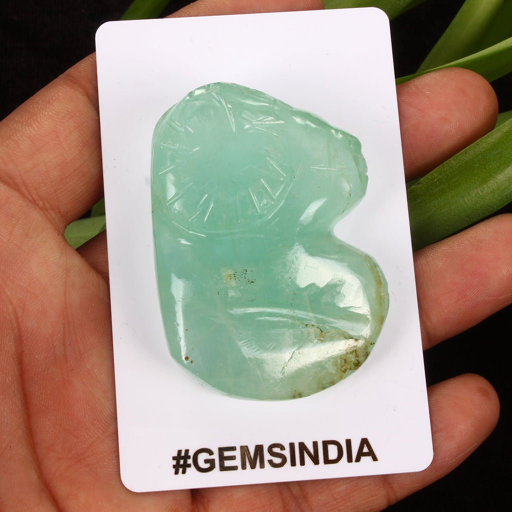 390Ct Natural Untreated Green Fluorite Carved Aries Head Mini Sculpture Huge Gem