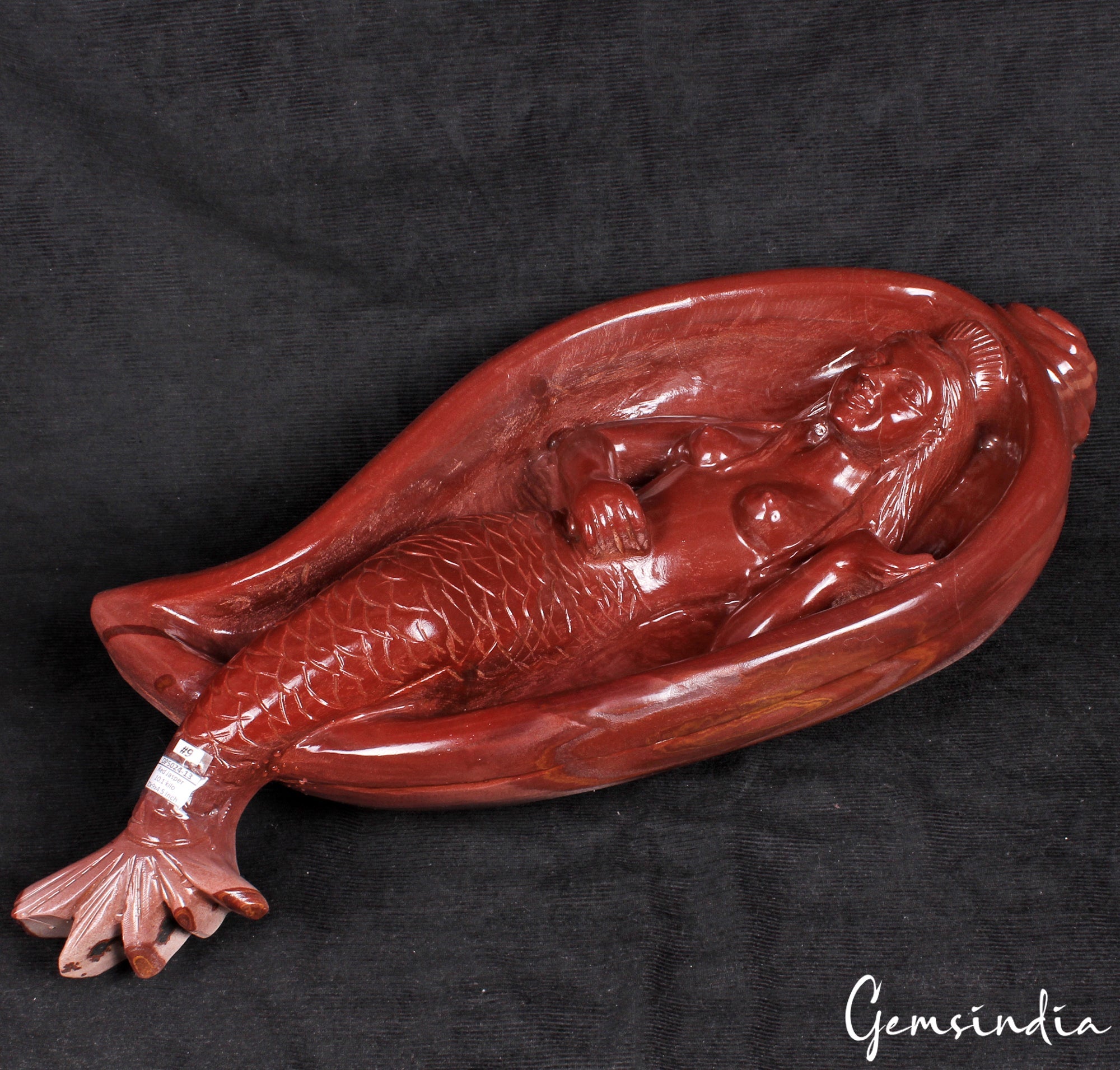10.1 Kilo Gorgeous Red Jasper Mermaid Statue Hand Carved Rock Figurine 20 Inch