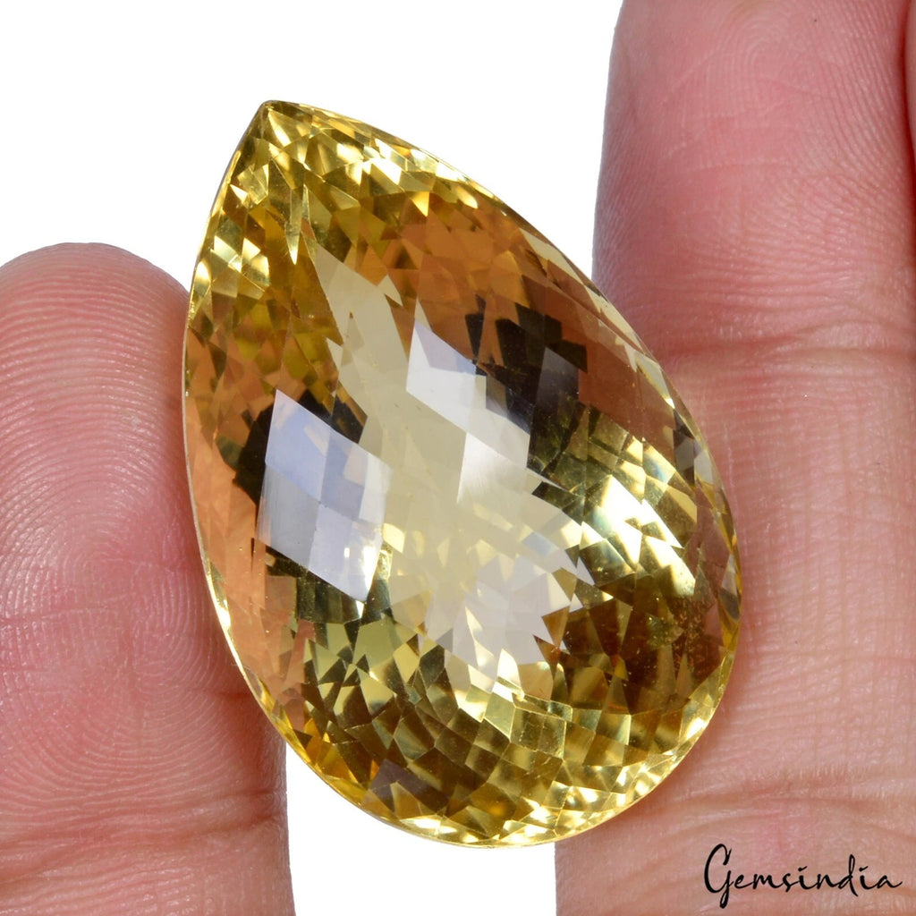 Citrine Loose Gemstone, Untreated, Yellow — 34x22x19 mm, 79.45 Ct