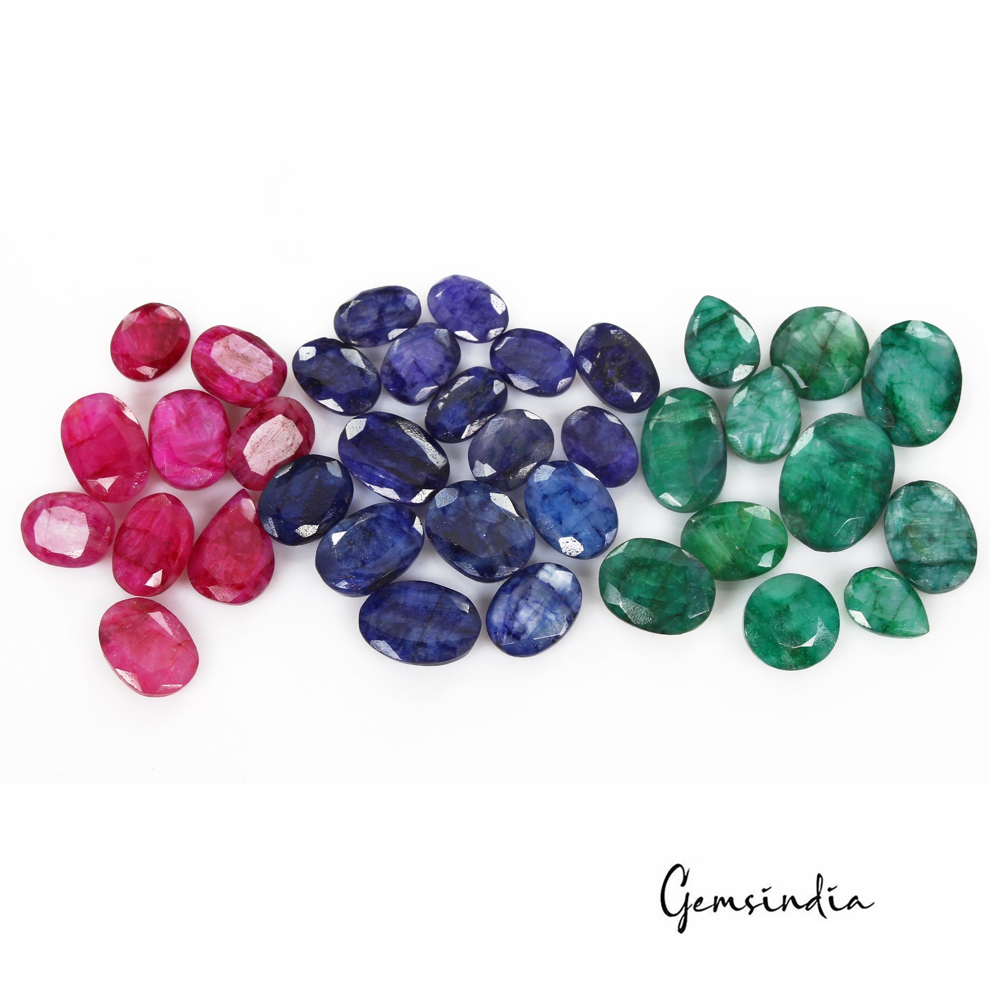 360 Cts/36 Pcs Natural Red Blue Beryl Green Emerald Mix Cut Loose Gems Lot