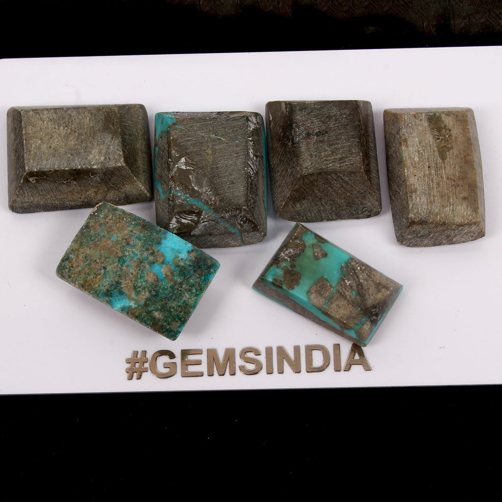 6 Persian Turquoise Neyshabur Cabochon Lot, Not Stabilized, %100 Natural 19-22mm