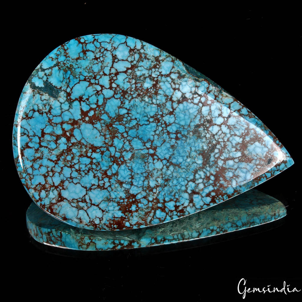 640 Cts Natural Arizona USA Spiderweb Blue Turquoise Pear Cab Huge Loose Gem