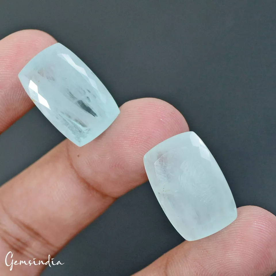35.50 Cts Natural Stunning Blue Aquamarine Cushion Cut Untreated Loose Gemstones