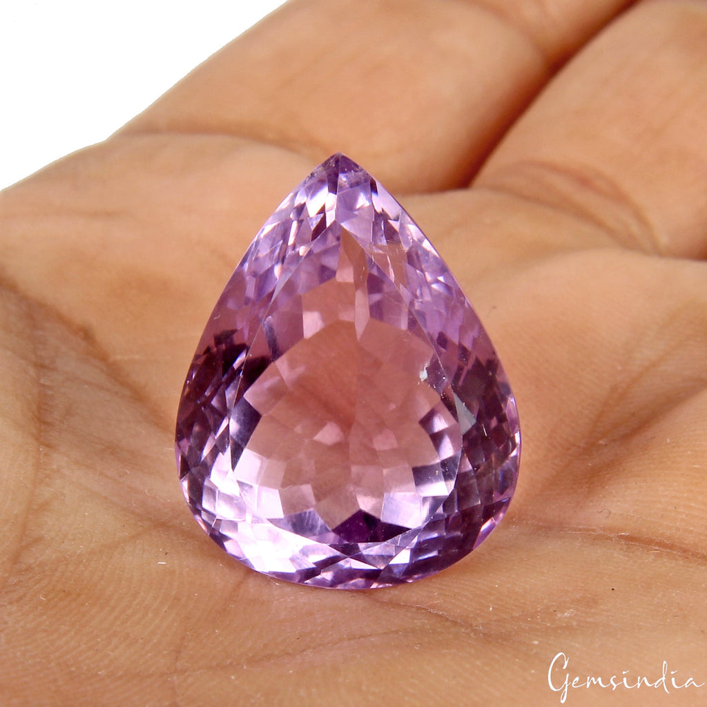 VVS 28.90Ct Natural Amethyst Certified Huge Pendant Size Pear Untreated Gemstone