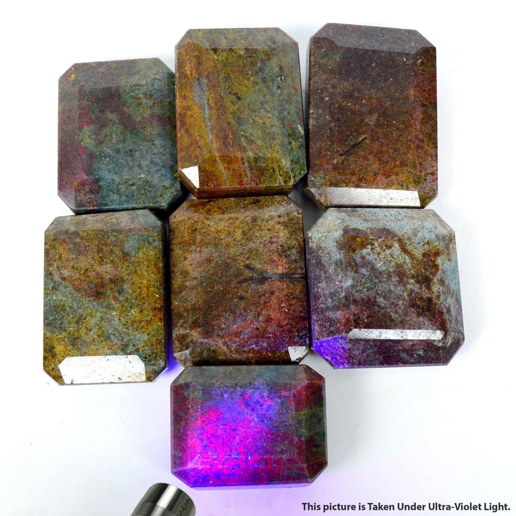 Ruby Kyanite Lot, Loose Gemstone, Octagon Cut, Untreated — 7 Pieces, 53mm to 70mm, 6250 Ct, Madagascar