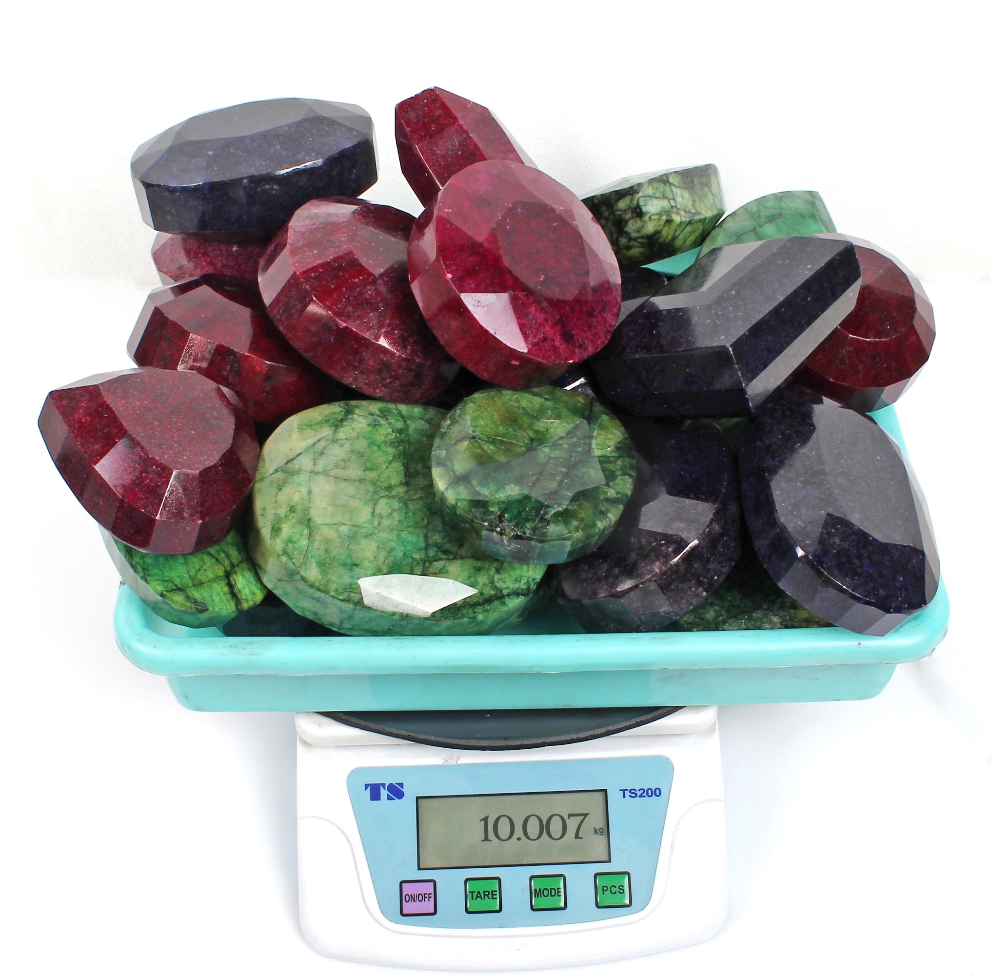 10 Kg Natural Ruby Emerald Sapphire Mix Cut Museum Size Loose Gemstones 66-102mm