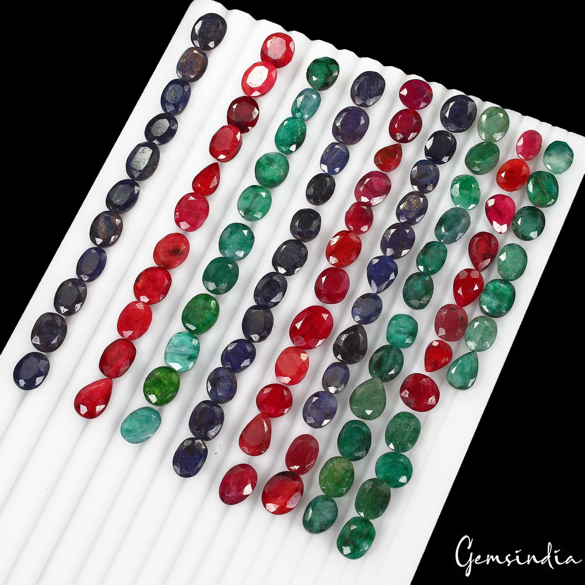 400 Ct/100 Pc Natural Multi Color Emerald Ruby Sapphire Mix Cut Gems For Jewelry