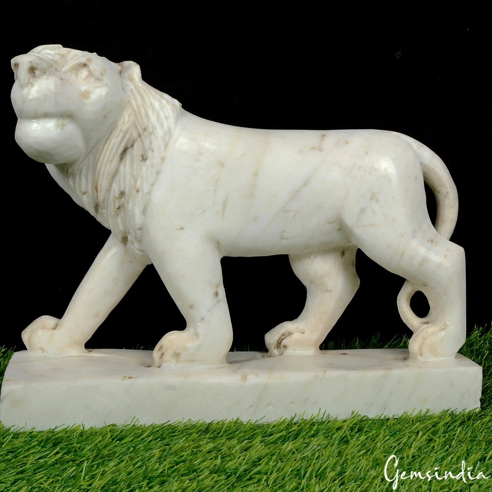 8 Kg Home Decor Marble Lion Statue/Sculpture 10" Animal Hand Carved Collectible