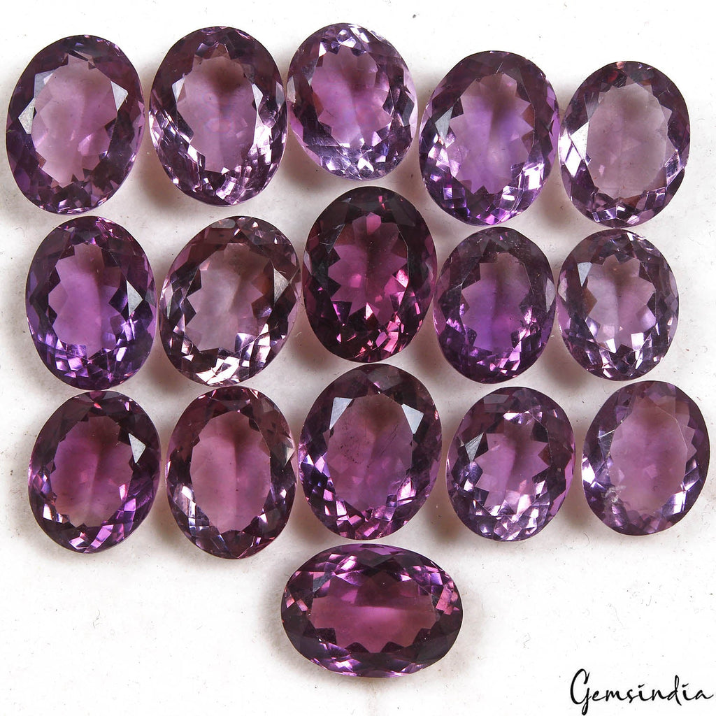 121.50 Ct/16Pcs Natural Brazilian Purple Amethyst Oval Cut Rare Gems For Jewelry