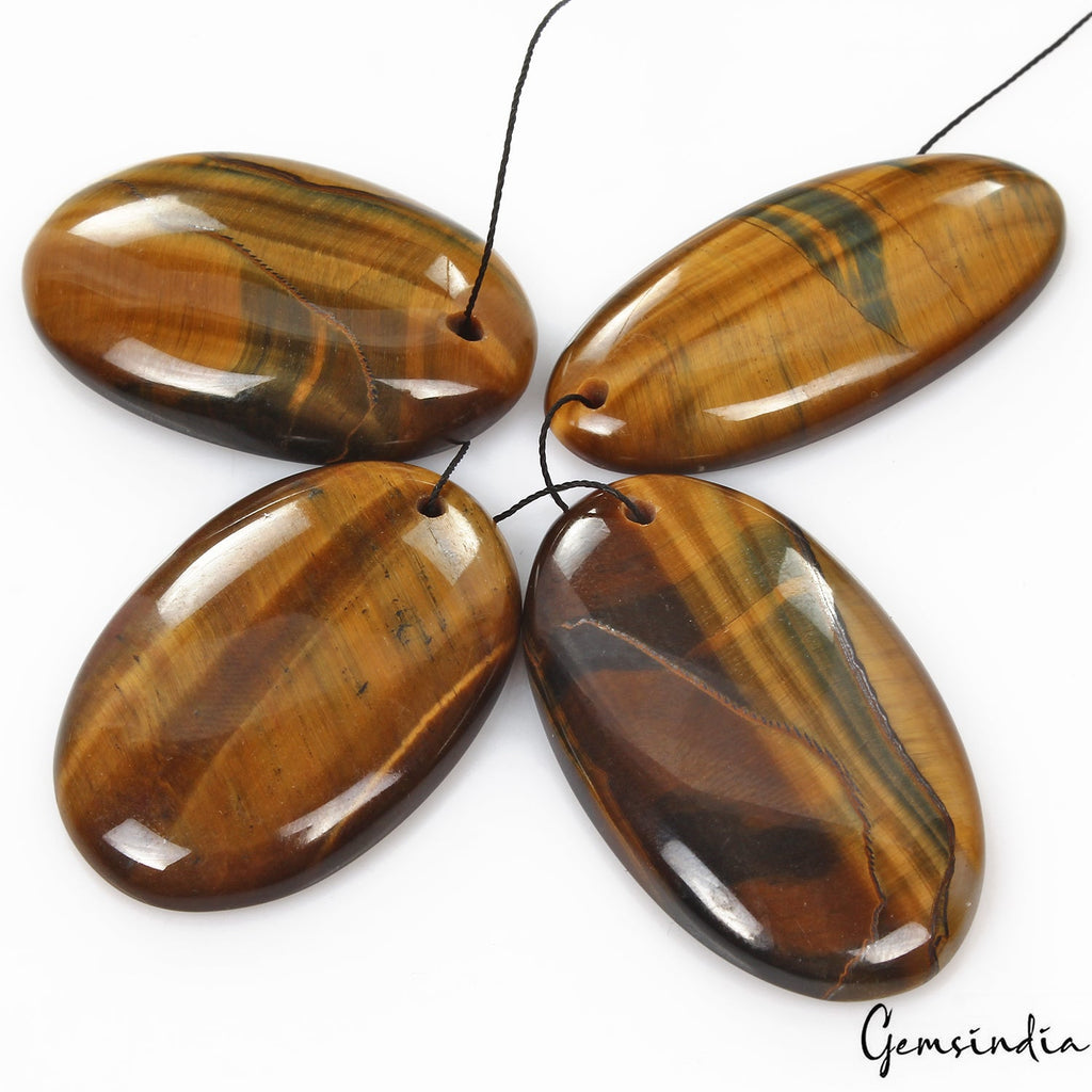 200 Ct/4 Pcs Natural Untreated Blue Pietersite Tiger Eye Drill Oval Beads Gems